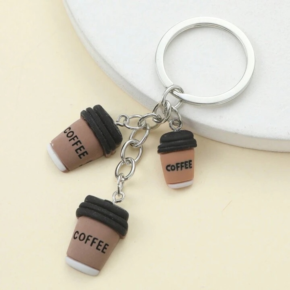 Coffee Charm Keychain Brown NEW Get FREE with Bundle
